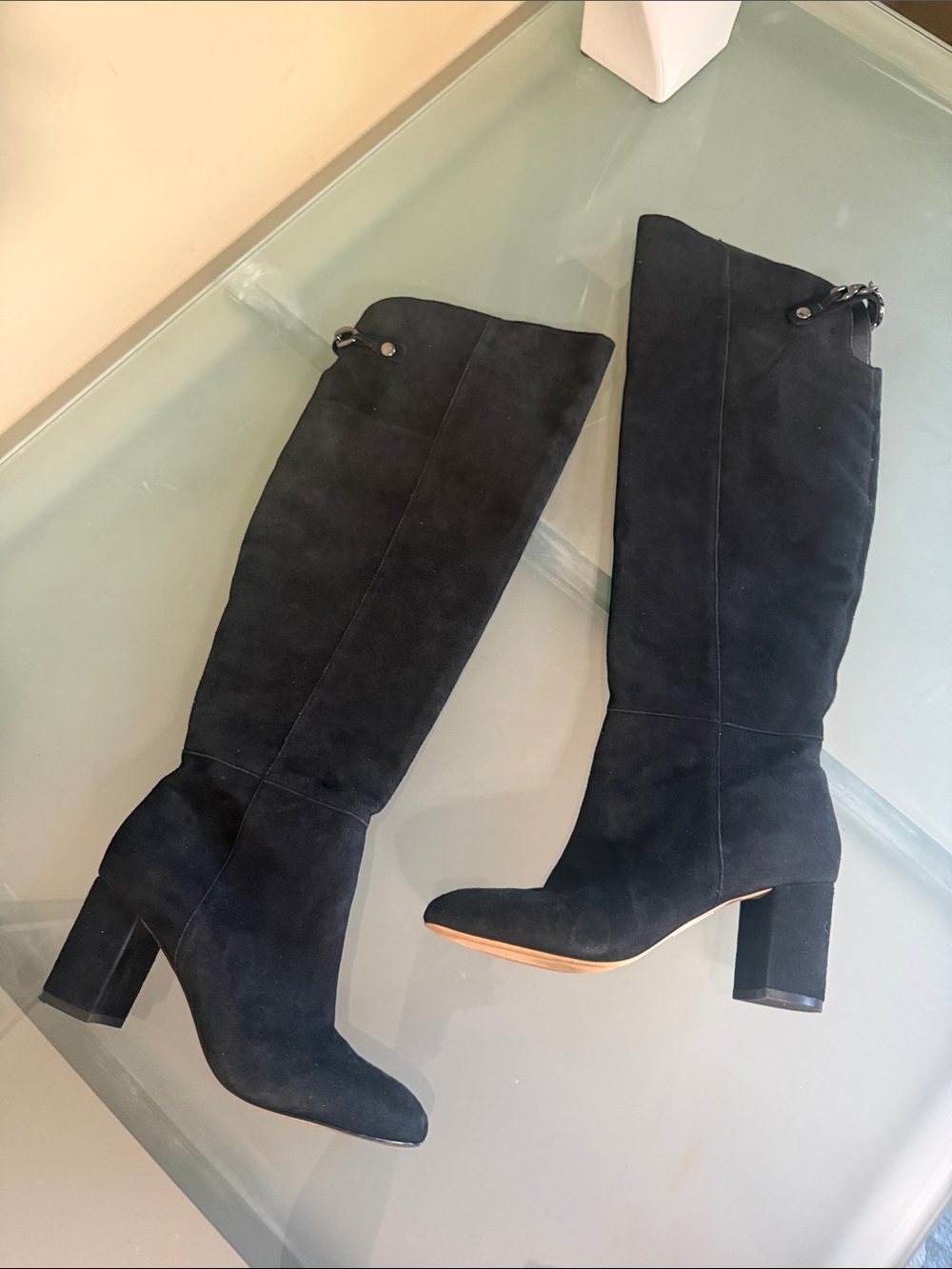 White House Black Market Black SUEDE Knee-High Boots Size 6